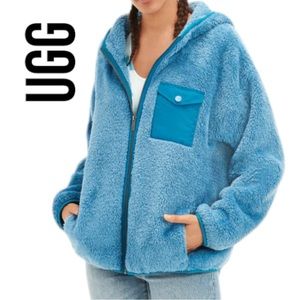 UGG Kadence Sherpa Hoodie Blue Small Full zip Brand New without tags